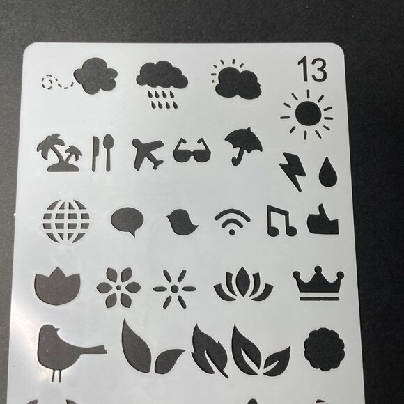 Reusable Art Planner Stencil Weather Travel Dinning Beach mq Mixed Media Supplie - Picture 2 of 3